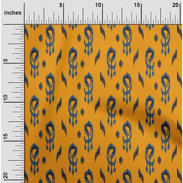 oneOone Cotton Poplin Fabric Paisley Ikat Print Fabric BTY 56 Inch Wide