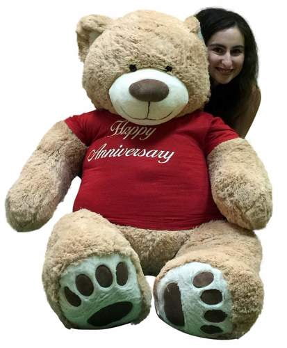 Happy Anniversary Giant 5 Foot Teddy Bear 60 Inch Soft T-Shirt Says HAPPY ANNIVERSARY