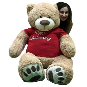 Happy Anniversary Giant 5 Foot Teddy Bear 60 Inch Soft T-Shirt Says HAPPY ANNIVERSARY