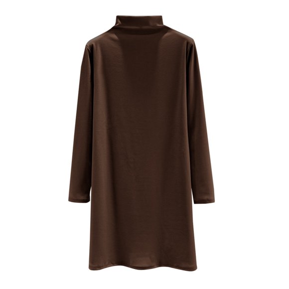 cfhntfmh Casual Dresses for Women Comfy Fleece Long Sleeve Knee Length Dress Fall Soft Mock Neck Lounge Sweater Dress
