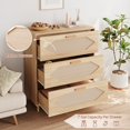 thumbnail image 1 of Yiwa Commode en Rotin à 3 Tiroirs, Armoire de Rangement Spacieuse pour Chambre, Salon, Entrée, Design Moderne en Bois, Assemblage Facile, 1 of 7