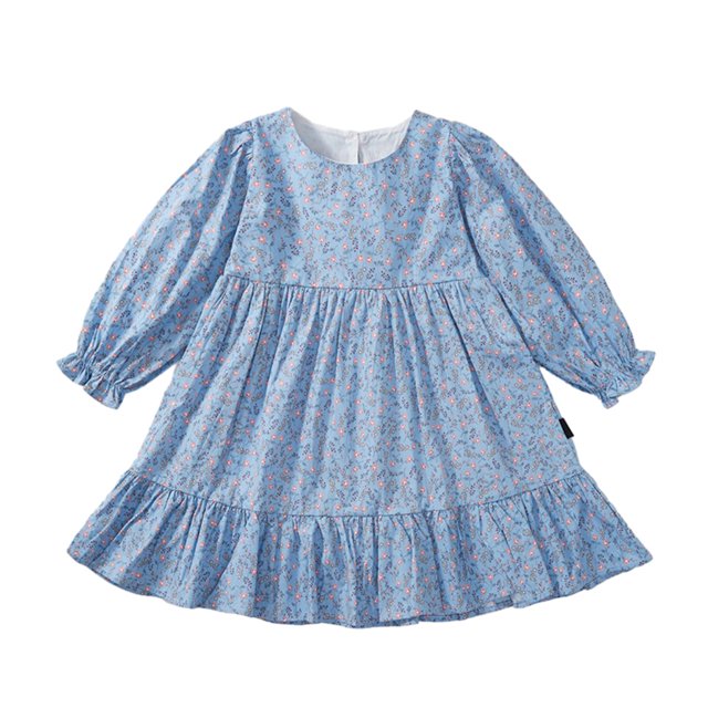 Qudderr Robe à Manches Longues pour Tout-Petits Fille, Robe Décontractée à Fleurs pour Bébé 18 Mois-6 Ans, Printemps Automne, Robe Soleil à Col Rond pour Filles