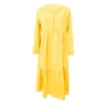thumbnail image 2 of Sexy Dance Robe Longue pour Femmes, Décor de Boutons, Robes Maxi, Col en V, Plissée, Manches Longues, Jaune Pâle, 3TG, 2 of 5