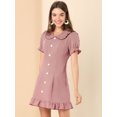 thumbnail image 3 of INSPIRE CHIC Women's Ruffle Peter Pan Collar Casual Button Up Checkered Dress, 3 of 6