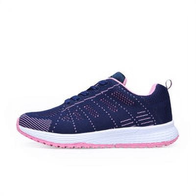 Casual Shoes Walking Mesh Flat Shoe Comfortable Lightweight Fashion Breathable Women Men Lace Up Athletic Sneakers Running Fitness Blue Pink Size 44