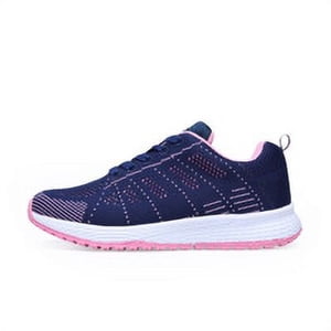 Chaussures Casual Walking Mesh Flat Shoe Confortable Lightweight Mode Respirant Femmes Hommes Dentelle Up Athletic Sneakers Running Fitness Blue Rose Taille 44