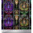 thumbnail image 1 of Soimoi Polyester Crepe Fabric Stripe & Paisley Ethnic Print Sewing Fabric Yard 42 Inch Wide, 1 of 3