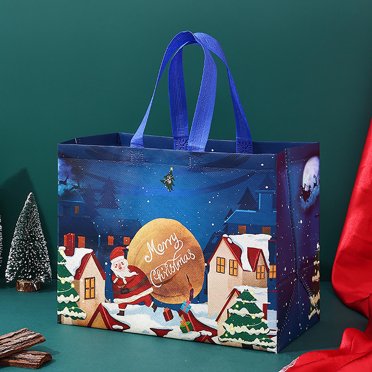 Boovnll Tote Bag, Large Capacity Lightweight Christmas Tote Bags with Handles Christmas Reusable Grocery Bags Multipurpose Non-Woven Large Gift Bag Grocery Shopping Bags for Holiday Christmas Party