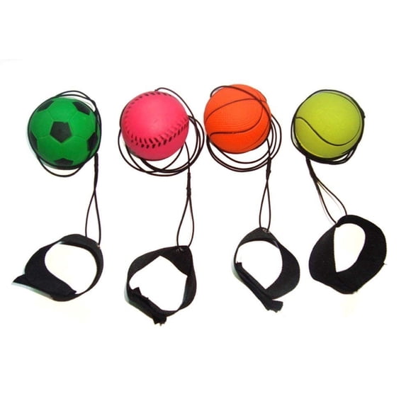 12 pcs Return Rubber Sport Ball on Nylon String with Wrist Band for Exercise or Play
