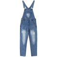 thumbnail image 1 of KIDSCOOL SPACE Little Girls Jeans Overalls,3 Buttons Ripped Elastic Band Inside Denim Jumpuit,Blue,5-6 Years, 1 of 7