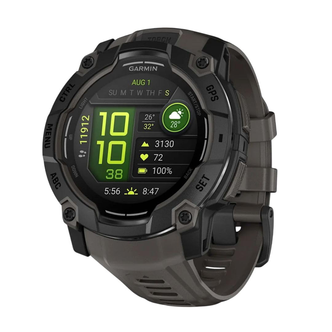 Garmin fēnix 8 – 51 mm, Solar, AMOLED, Sapphire, Premium Multisport GPS Smartwatch, Long-Lasting Battery Life, Dive-Rated, Built-in LED Flashlight, Titanium with Amp Yellow/Graphite Band