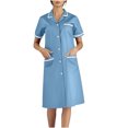 thumbnail image 1 of Xfvqtps Robe d'Infirmière pour Femmes avec Poches Bouton Manches Courtes Col à Revers Robe de Travail Bleu Clair, 1 of 6