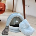 thumbnail image 4 of Lit pour Chat Intérieur, Nid de Chat, Confortable Semi-Fermé Lavable, Tente pour Animaux de Compagnie M Bleu Clair, 4 of 7