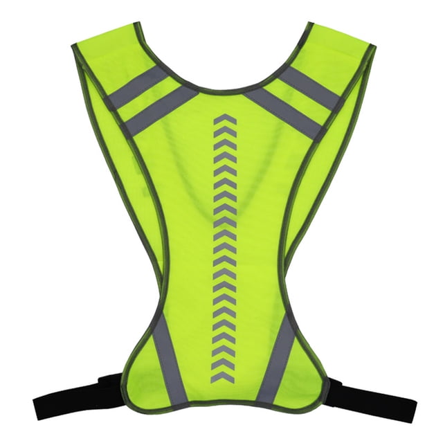 Gilet Réfléchissant Équipement de Course par Biinggo, un Gilet de Sécurité Réfléchissant Léger en Jaune Néon Vif avec Bandes Réfléchissantes Grises. Conçu pour une Visibilité à 360 Degrés, Il Présente des Courroies de Taille Ajustables de 22 à 44 Pouces, Convient aux Hommes, Femmes, Enfants et Animaux de Compagnie. Idéal pour la Course, la Marche, le Vélo et Autres Activités de Plein Air. le Gilet Comprend des Bandes Réfléchissantes Élastiquées pour Chevilles, Jambes, Poignets et Bras, et Peut Être Connecté pour Former une Ceinture Réfléchissante Plus Longue pour un Usage Polyvalent. Aucune Pile Requise