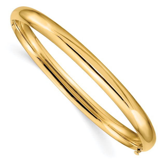 14k Yellow Gold 6.35mm Hinged Bangle Bracelet