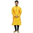 thumbnail image 2 of Atasi Kurta Pyjama Long Dupion Jaune pour Homme de Designer Ethnique Indien - TG, 2 of 7