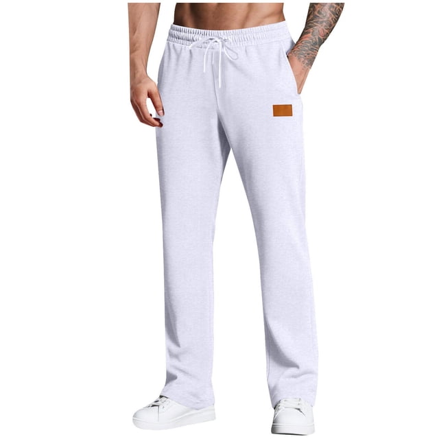 BLCHUNen Mens Sweatpants Fleece Drawstring Elastic Waist Straight Leg Athletic Gym Running Sports Workout Pants