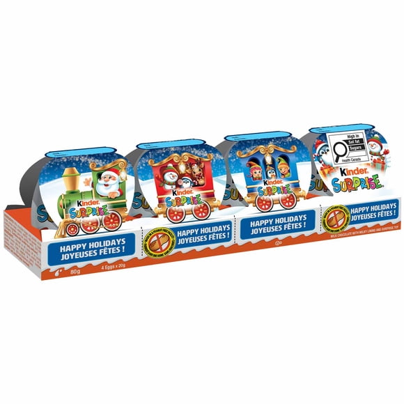 KINDER SURPRISE Milk Chocolate Egg With Toy, Christmas 4-Pack, 80 g