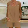 thumbnail image 4 of Yuyuzo Womens Lounge Sets Two Piece Square Neck Tank Tops Wide Leg Shorts with Pockets Matching Outfits, 4 of 7