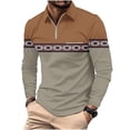 thumbnail image 2 of DecSea Men's Long Sleeve Polo Shirt Zip Neck Business Casual Tops Ribbed Workout Tee Shirts, 2 of 5
