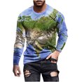 thumbnail image 2 of TIMIFIS Chemises pour Hommes Chemises à Manches Longues T-Shirt à Imprimé Graphique T-Shirt Décontracté à Col Rond Chandail Molletonné Haut-Bluefall, 2 of 5
