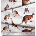 thumbnail image 2 of Soimoi White Modal Satin Fabric Kangaroo & Giraffe Animal Printed Fabric 1 Yard 42 Inch Wide, 2 of 3