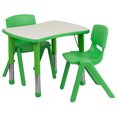 thumbnail image 1 of 21.875''W x 26.625''L Rectangular Green Plastic Height Adjustable Activity Table Set with 2 Chairs, 1 of 2