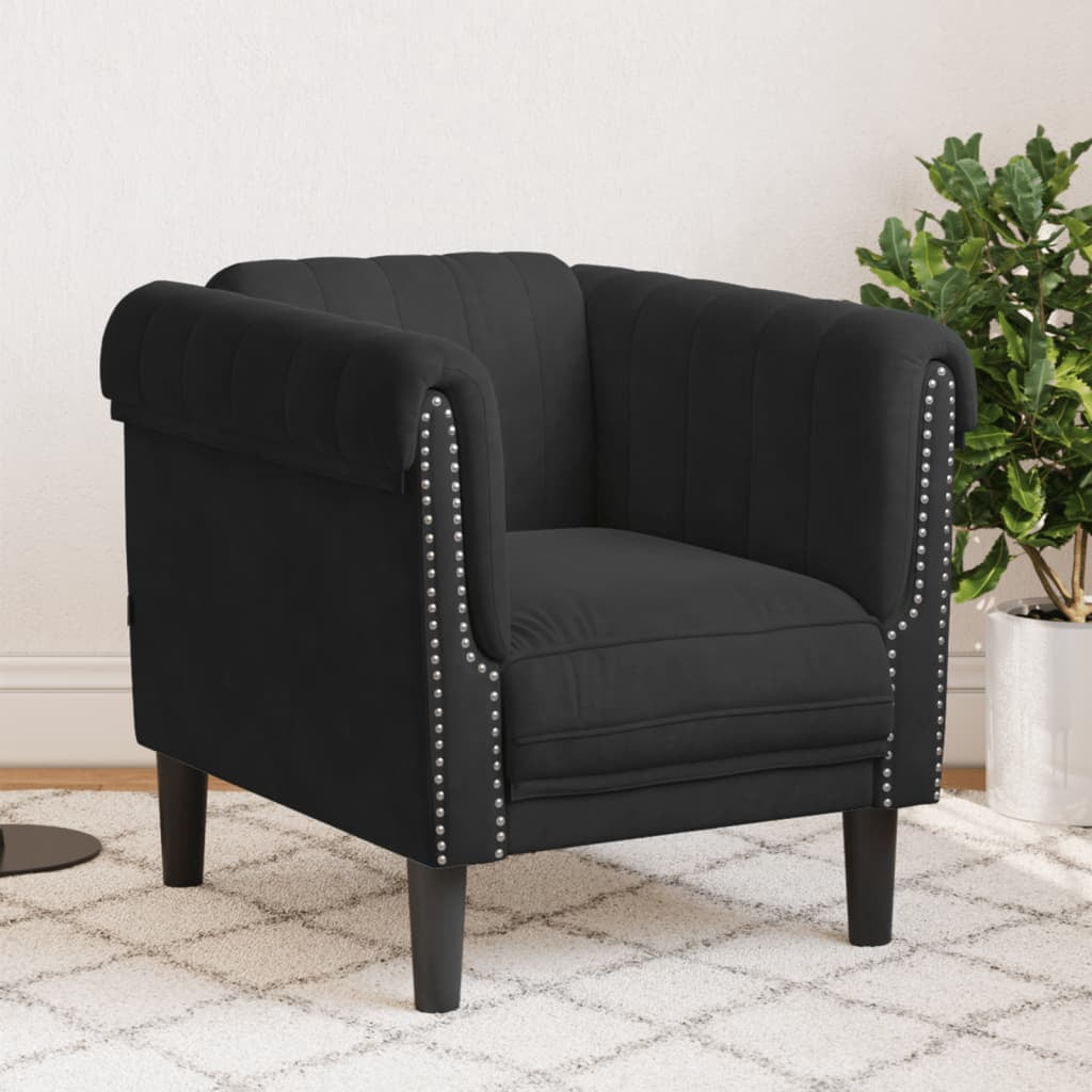 vidaXL Fauteuil de Sofa en Velours Noir