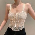 thumbnail image 1 of LSLJS Débardeurs à Bretelles Spaghetti pour Femmes Mode Femmes Camisoles Ajourées à Col Rond Gilet Dames Uni Ajusté Court Hauts, 1 of 9