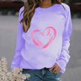thumbnail image 2 of Rbaofujie Chandails à Capuchon Mignons Femmes Mode Décontractée Imprimé Col Rond Ample Manches Longues T-shirt Hauts Blouse Violet Chandail pour Femmes, 2 of 4