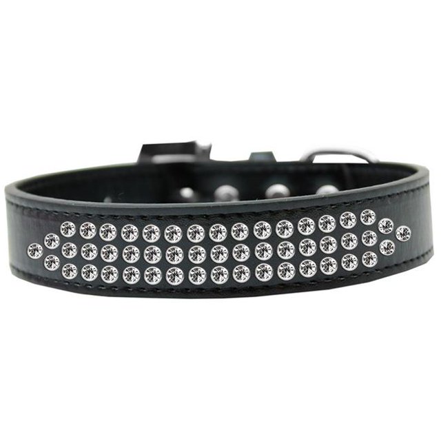 Collier pour Chien Trois Rangées Cristal Clair Noir Taille 18