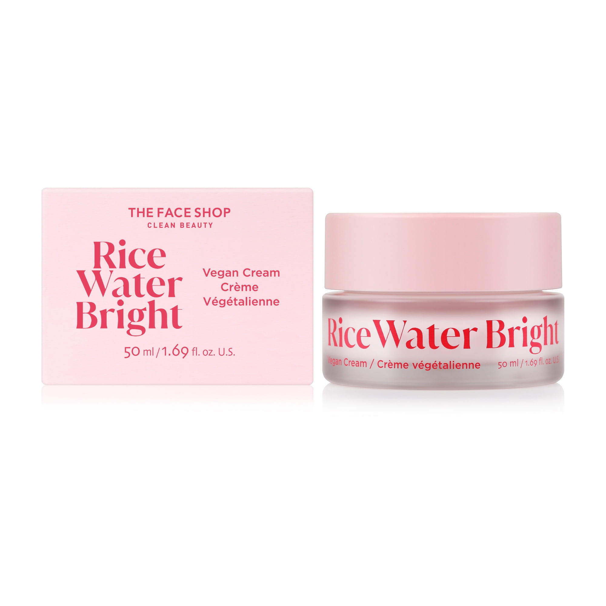 THE FACE SHOP Rice Water Bright Vegan Cream with Hyaluronic Acid and Niacinamide, Korean Skin Care