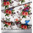 thumbnail image 3 of Soimoi Poly Georgette Fabric Leaves, & Peony Floral Print Sewing Fabric Yard 52 Inch Wide, 3 of 3