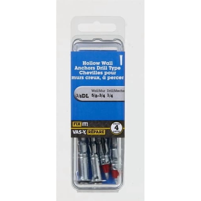 Chevilles pour murs creu x , autoforantes 1/8dl 4 pièces