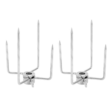 Grill Rotisserie Fork, Electroplated Dishwasher Safe BBQ Rotisserie Fork 4 Claws Rustproof Wearable  for Roast Chicken