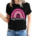 thumbnail image 2 of Meichang Hauts pour Femmes Tendance T-Shirt de la Saint-Valentin Hauts Mignons Imprimé Cœur Hauts de Fête Manches Courtes Décontracté Col Rond Chandail T-Shirts Blouses, 2 of 5