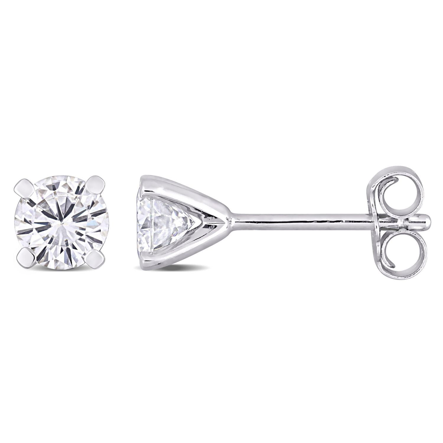 Clous d’oreilles solitaire de Miabella avec 1 CT PBT de moissanite en argent sterling