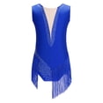 thumbnail image 3 of Doomiva Combinaison de Danse Gymnastique avec Franges et Strass pour Filles, Bleu 6, 3 of 7