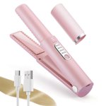 Sans fil mini lisser les cheveux, 3 fer plat en céramique portable réglable à la température, USB-C à payer