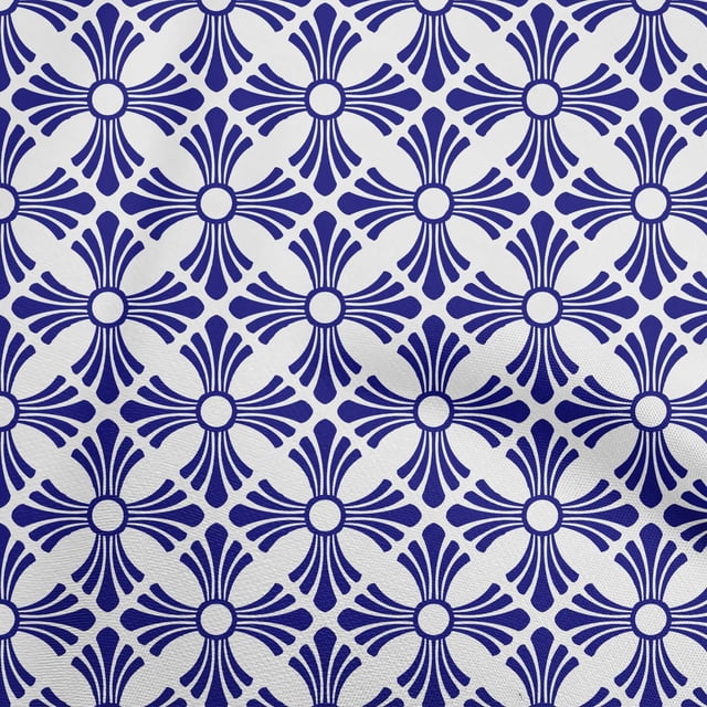 oneOone Rayon Royal Blue Fabric Mosaic Craft Projects Decor Fabric Printed By The Yard 56 Inch Wide