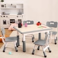 thumbnail image 1 of Kids Table and 4 Chairs Set Height Adjustable Toddler Arts & Crafts Table for Ages 2-10 Easy to Wipe Multi-Activity Kids Table and Chair Set Non-Slip Table Legs for Home, Classroom & Daycare WoodColor, 1 of 9