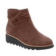 thumbnail image 1 of Womens Shoes Fashion Minimalistic British Style Solid Color Flock Bow Wedge Short Boots, 1 of 9