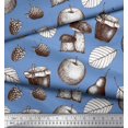 thumbnail image 2 of Soimoi polyester Crepe Fabric Mushroom, Pear Fruits Printed Fabric 1 Yard 52 Inch Wide, 2 of 3