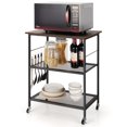 thumbnail image 1 of Giantex 3 Tier Kitchen Bake's Rack, Rolling Microwave Cart, Industrial Bar Service Stand w/Hooks, Kitchen Cart on Lockable Universal Wheels, 1 of 8