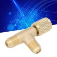 thumbnail image 4 of Adaptateur de Té de Noyau de Vanne, Adaptateur de Té d'Attelage Rapide Durable 1/4 Po Antirouille en Laiton Haute Résistance pour R22 R12 R134, 4 of 8