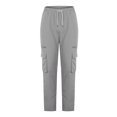 thumbnail image 4 of AherBiu Cargo Pants For Men Drawstring Elastic Waisted Straight Leg Swaetpants With Multi Pockets Casual Athletic Workout Trousers, 4 of 6