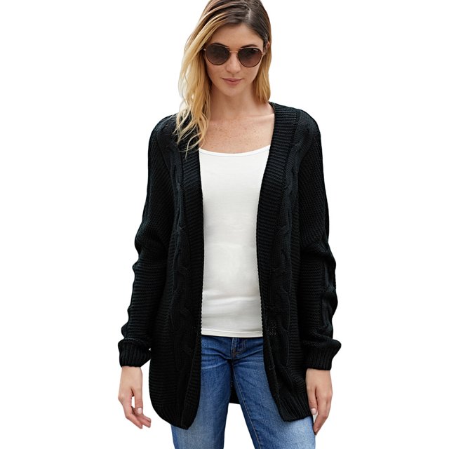Cardigan Ouvert à Manches Longues en Tricot Épais pour Femmes