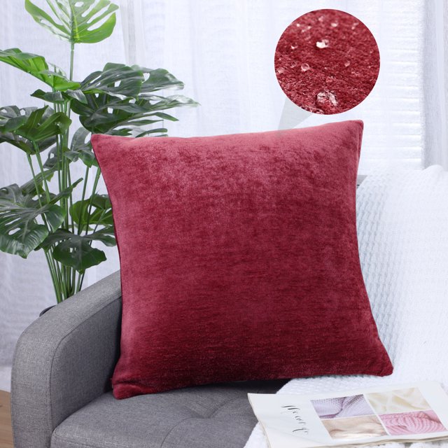 PiccoCasa Housses de Coussin Décoratives Douces Hydrofuges Bourgogne 18x18 Pouces