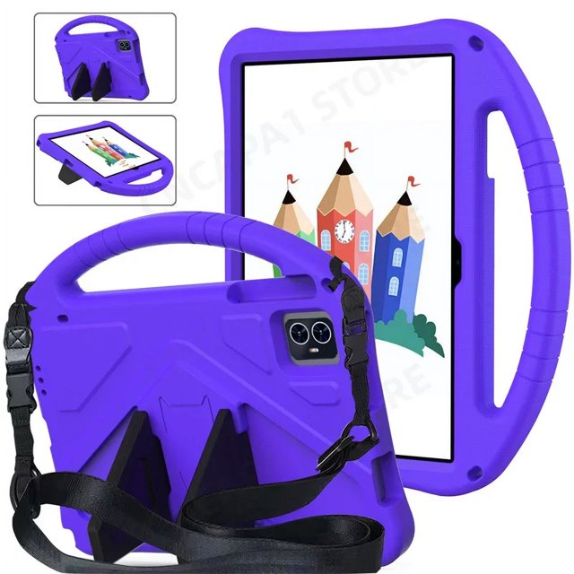 For Teclast M50HD M50 Pro HD 2023 10.1" Tablet PC Case Kids Safety Shockproof EVA Foam Portable Cover with Rear Kickstand Case with Strap-PR Teclast M50 Pro