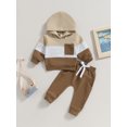 thumbnail image 2 of Faithtur Toddler Boy Autumn Clothes Contrast Color Long Sleeve Hoodies Solid Color Pants 2Pcs Outfit, 2 of 9
